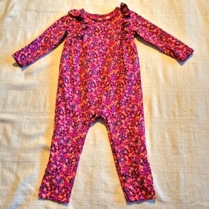 Tea Collection girls size 12-18 months pink floral long sleeve, ruffles, EUC